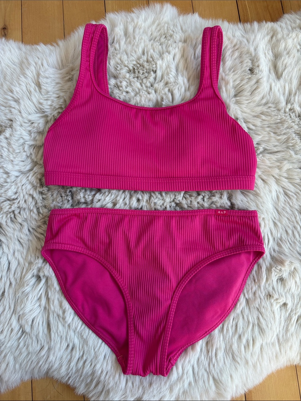 abercrombie kids Hot Pink Ribbed Two-Piece Swim Bikini